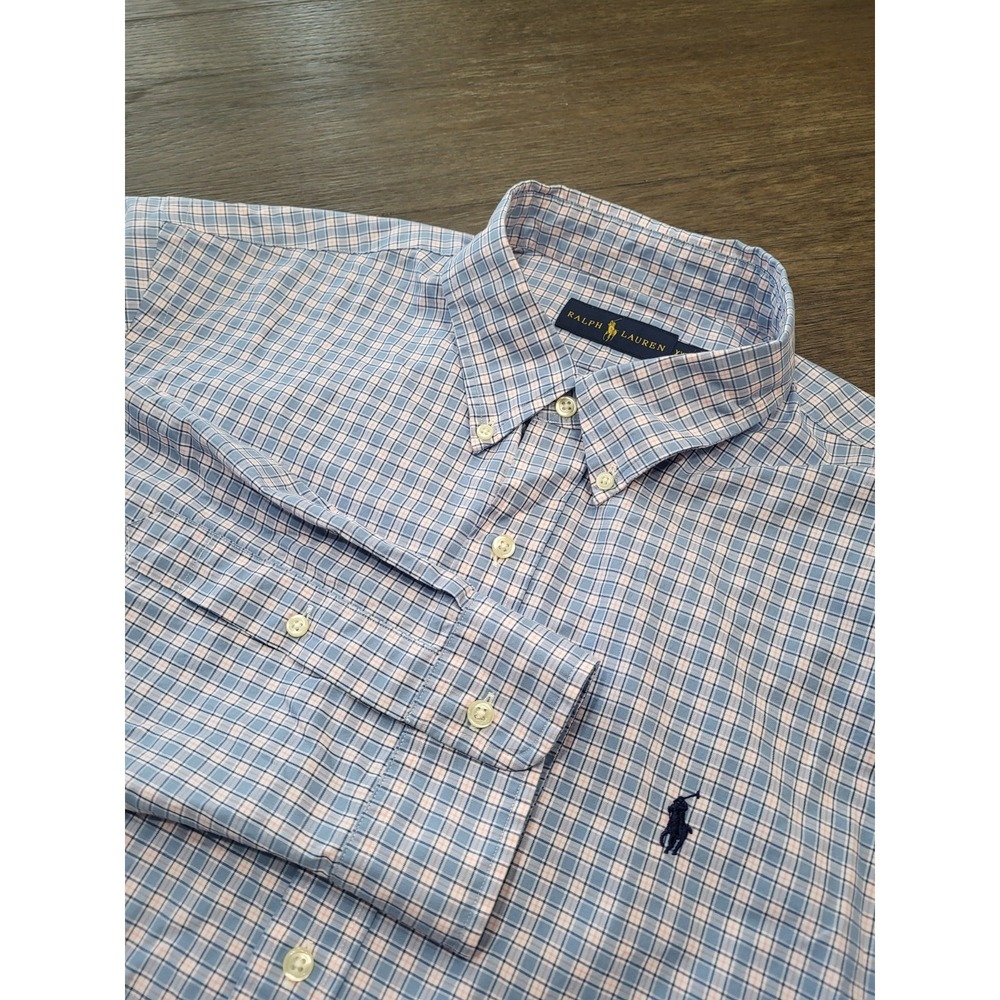 Mens Polo Ralph Lauren 2XL cotton button down shirt check -Blue/pink/white